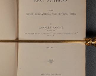 Inside page view of Half Hours With The Best Authors Vol. I by Charles Knight, half-calf hardcover, published 19th century by Hooper, Clarke & Co. 