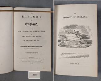 Inside page view of The History of England Vol. II by David Hume, hardcover, leather, published 1810 by J. Ballantyne and Co. Edinburgh