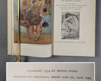 Lust for Life by Irving Stone, hardcover, published 1937 by Longmans, Green and Co., New York
