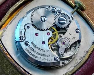 Movement of the Stellaris wrist watch, 1960's, 17 jewel Swiss movement, runs.