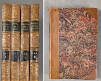 Four-volume set of Boswell's Life of Johnson, Illustrated; by James Boswell, Esq., half-calf hardcover, published by Office of the National Illustrated Library 