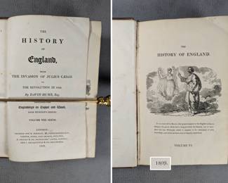 Inside page views of The History of England Vol. VI by David Hume, hardcover, leather, published 1809 by J. Ballantyne and Co. Edinburgh