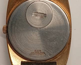 Reverse of the Elgin Swissonic wrist watch, 1970's, electric, runs, needs cleaning and adjustment
