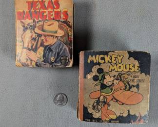 1939 "Lone Star Martin of the Texas Rangers" Better Little Book by Peter A. Wyckoff and illustrated by Ted Horn, published by Whitman Publishing Company, and a 1933 Walt Disney's "Mickey Mouse The Mail Pilot" The Big Little Hardcover Book