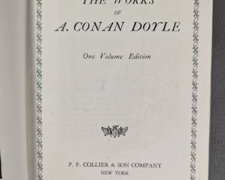 Inside page view of The Works of A. Conan Doyle, one volume edition, hardcover, published by P. F. Collier & Son Company New York, late 1920s