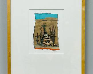 A southwestern-theme limited edition color print titled Acoma Fence, edition number 2/5, signed by artist lower right.  21" x 17".