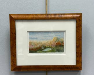 Williamsburg Garden" watercolor painting dated 2003 and signed by artist B. Hanson. 8-1/2" x 10-1/2"