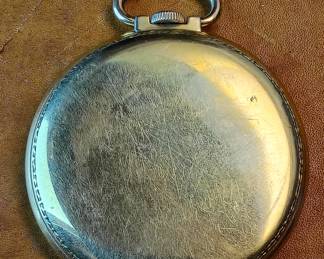 Back of the Bulova, 17 Jewel pocket watch, runs