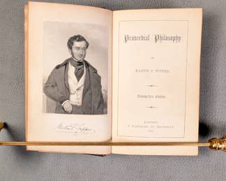 Inside page view of Tupper's Proverbial Philosophy by Martin F. Tupper, hardcover, leather bound;  published in 1855 by T. Hatchard in London