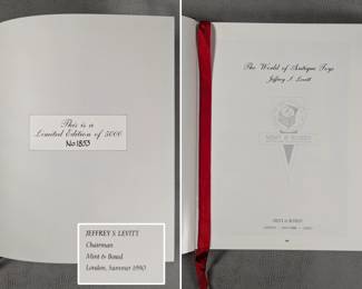 Inside page views of The World of Antique Toys by Jeffrey S. Levitt, hardcover with case, limited edition 1853/5000, published 1990 by Mint & Boxed