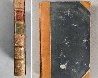 Waverley Novels 25-volume set by Sir Walter Scott, half-calf hardcover, published 1862 by Adam and Charles Black, Edinburgh