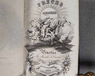 Inside page of Preces Sancti Nersetis Clajensis Armeniorum Patriarchae Venetis In Insula S. Lazarus, hardcover, leather, 1869