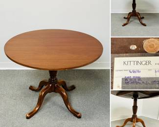 A Queen Anne style mahogany tilt top tea table by Kittinger Furniture