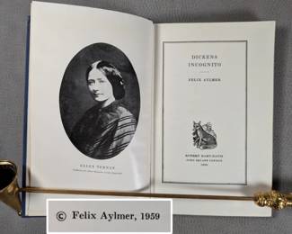 Inside page view of Dickens Incognito by Felix Aylmer, hardcover, published 1959 by Rupert Hart-Davis, London