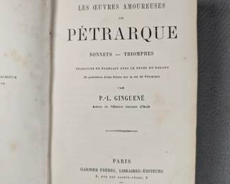 Les Oeuvres Amoureuses de Pétrarque par P.-L. Ginguené, hardcover half-calf, published in Paris by Garnier Frères, 19th century