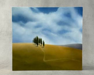 Louise LeBourgeois oil-on-panel painting "Hill" (#100) signed and dated April 1998 on verso, measuring 10" x 11"