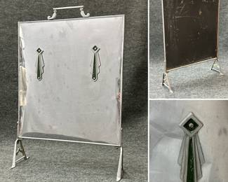 Vintage chrome art deco fireplace screen