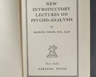 Inside page view of New Introductory Lectures on Psycho-Analysis by Sigmund Freud, hardcover, part of the World's Great Thinkers series published by Carlton House, New York, copyright 1933 Sigmund Freud