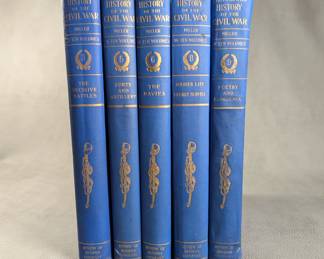 Five volumes of Photographic History of the Civil War by Francis Trevelyan Miller, hardcover, published in 1911 for The Review of Reviews Co., New York. Volumes are The Decisive Battles, Forts and Artillery, The Navies, Solider Life Secret Service, Poetry and Eloquence.