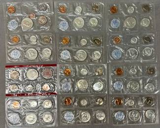 Twelve 1964 or earlier US Silver Coin proof sets