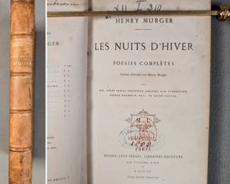 Les Nuits d'Hiver by Henry Murger, hardcover, leather spine; published 1861, Michel Lévy Freres, Libraires-Editeurs