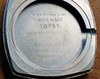 Interior of case, Stellaris wrist watch, 1960's, 17 jewel Swiss movement, runs.