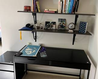 desk and shelves