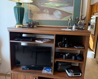 Vintage Lamp, Jim Harrington "Augusta the 12th" Signed Painting , Entertainment Center