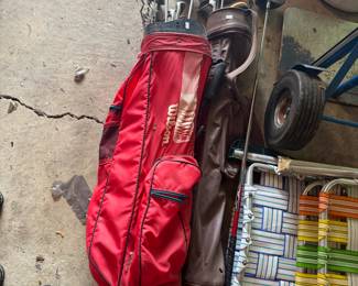 Golf Clubs, Vintage Folding Chairs