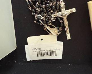 Sterling Black Beaded Rosary