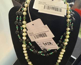 Sterling Pearl Necklace & Bracelet, Sterling Multicolor Beaded Necklace