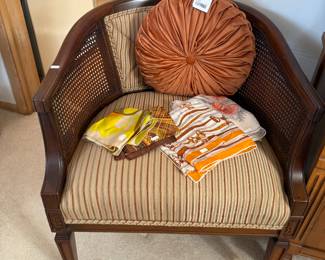 (A) Orange Throw Pillow, Regency Style Chairs, Square Scarf