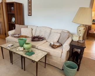 Wood Display Shelf, Candle Holder, Vase, Brass Art Deco Style Frame, Unmarked Jewelry, Heart Wreath, Mid-century Tables, Planters, MCM Style Ashtray