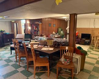 Wooden Chairs, Box Fan, Table