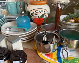 Cutting board, Plates. Pitchers