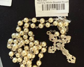 Sterling White Beaded Rosary