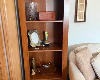 Wood Display Shelf, Candle Holder, Vase, Brass Art Deco Style Frame