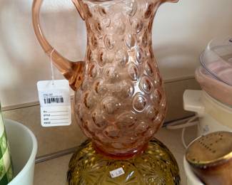 Pink Glass Pitcher