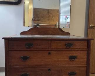 Antique Dresser With Trifold Mirror