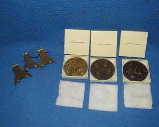 Lot 209. Three "Society of Medalists" bronze medallions. Series #27, #51, and #99. Includes 3 holders.