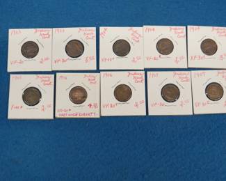 Lot 121. Ten Indian Head pennies. 1903(2), 1904(3), 1905, 1906(2), ands 1907(2).