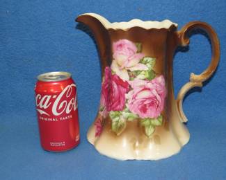 Lot 226. Antique hand-painted Carl Tielsch Altwasser pitcher. Late 1800s early 1900s. Excellent condition.