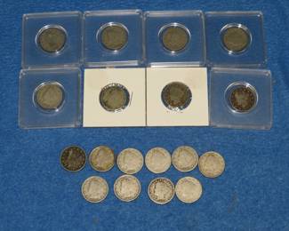 Lot 60. 18 Liberty Head V nickels. Dates range from 1892-1911.