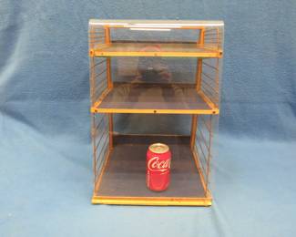 Lot 13. Three-level display rack with plexiglass front and open back. 18" x 12.5" x 12.5".