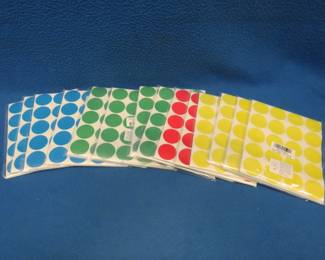 Lot 249. 14 packs of colored stickers. 500 in each pack. 7000 total stickers.