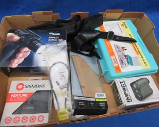 Lot 280. SigSauer tactical light, Simmons binoculars, Vortex range finder, and more