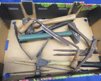 Lot 389. Worth draw knife, hammers, and more