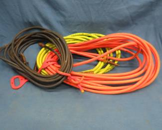 Lot 407. Three air hoses with fittings. Two 3/8" and one 1/4".