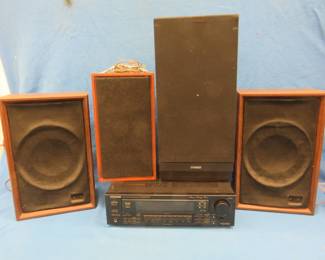 Lot 349. Pioneer receiver (powers up) with four speakers