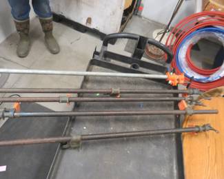 Lot 408. Five 1" pipe clamps with 44" working length